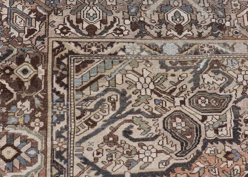 Square Antique Persian Bakhtiari Rug With Central Medallion Design Rugs