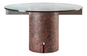 Round Table in Concrete with Camouflage Pattern and Glass Top by Giovanni Offredi for Saporiti, Italy, 1970s