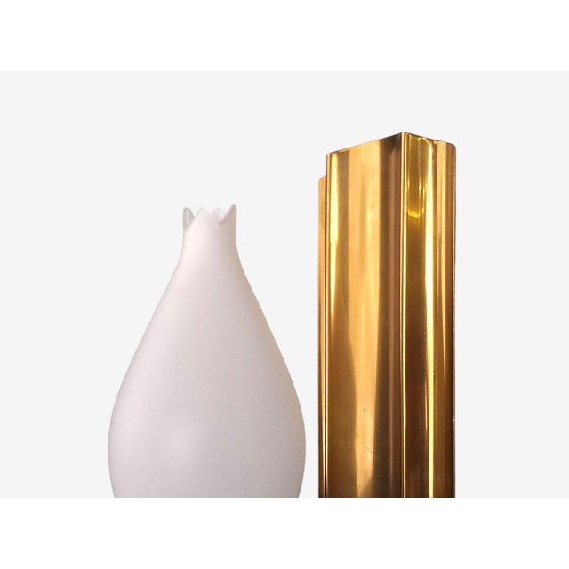 1960s Kurant, Norwegian Modern, Wall Lights, Brass, Opaline Glass For Sale - Image 9 of 12