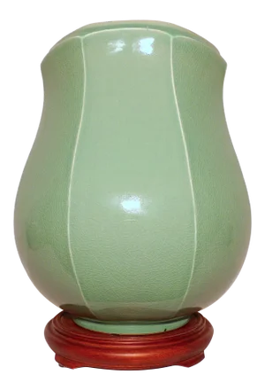 Mid 20th Century Chinese Celadon Porcelain Gu Form Vase