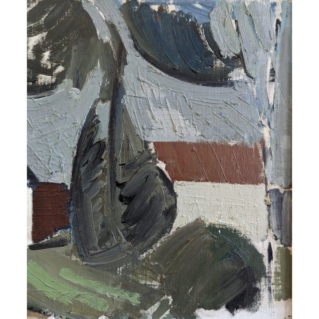 1960s 1967 Mid-Century Modern Swedish "House by the Trees" Vintage Landscape Oil Painting, Framed For Sale - Image 5 of 11