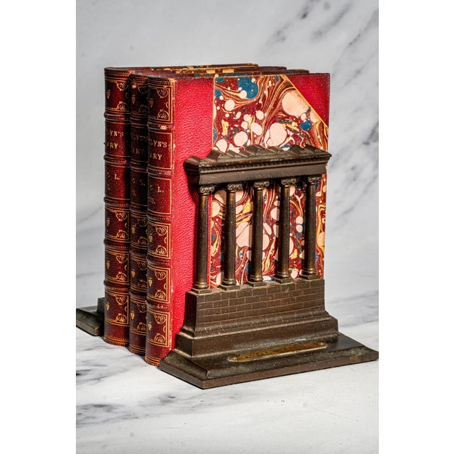Stately Antique Cast Iron Bradley & Hubbard Temple of Saturn Architectural Roman Forum Grand Tour Style Bookends Home Decor For Sale - Image 4 of 13