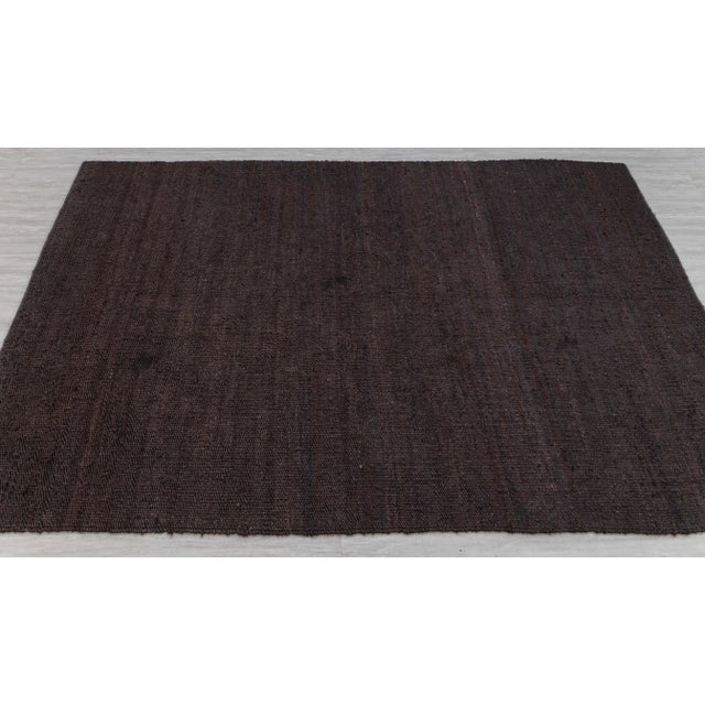 Boho Chic Brown Solid Handwoven Premium Natural Jute Yarn Flatweave Rug 8x10 Ft. For Sale - Image 3 of 10