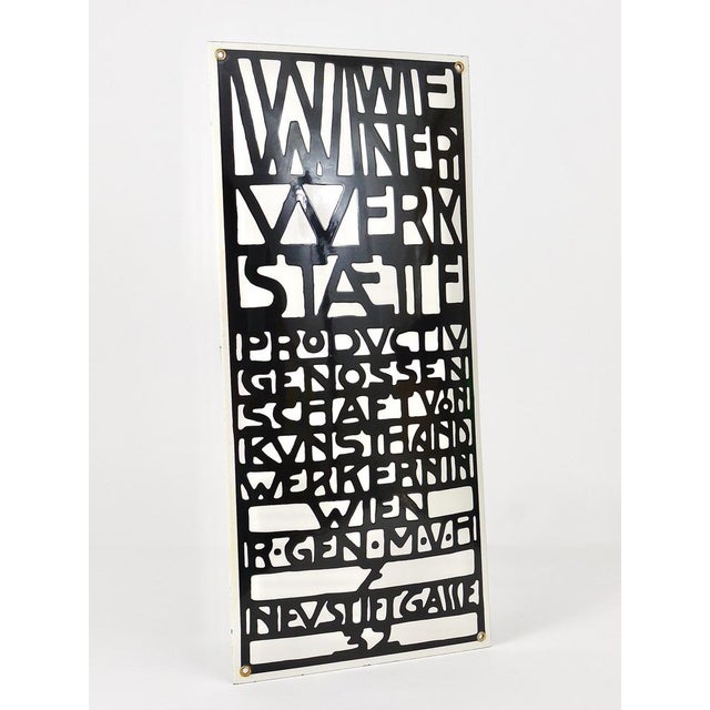 Art Nouveau Domed Enameled Advertising Sign from Wiener Werkstaette, Vienna, 1960s For Sale - Image 3 of 18