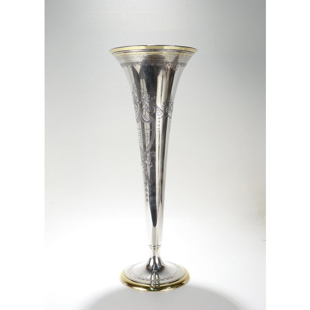 Large Antique 20" Tiffany & Co. Sterling Silver Trumpet Flower Vase For Sale In Philadelphia - Image 6 of 12