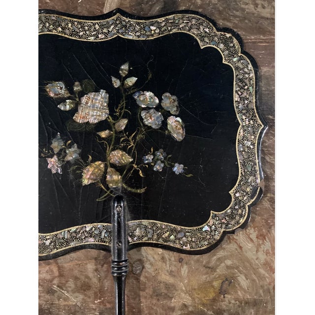 Elegant Pair Antique Victorian Era Papier Mache Face Screens For Sale - Image 9 of 10