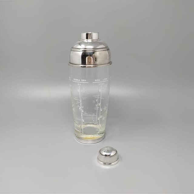 Mid-Century Modern Mid-Century Modern Italian Silver-Plated and Glass Recipe Cocktail Shaker by Olri, 1950s For Sale - Image 3 of 8