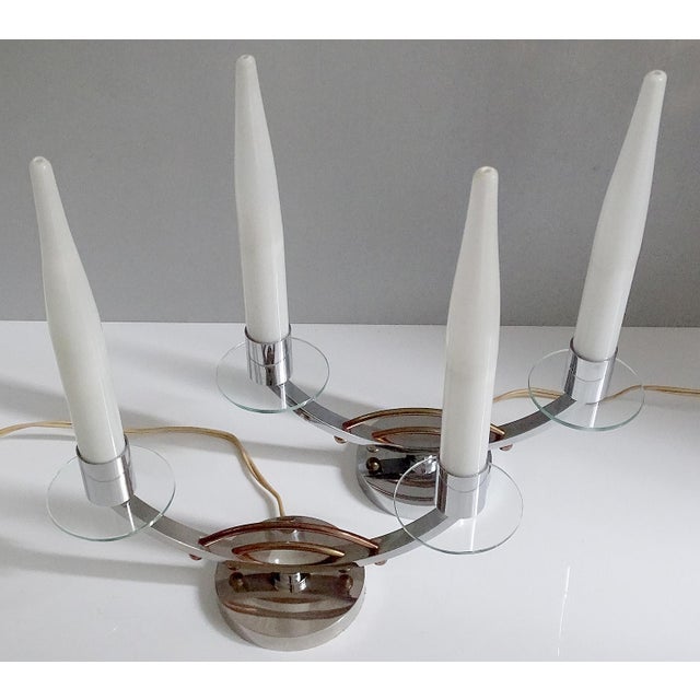Silver Art Deco French Glass Table Lamps, Set of 2 For Sale - Image 8 of 18