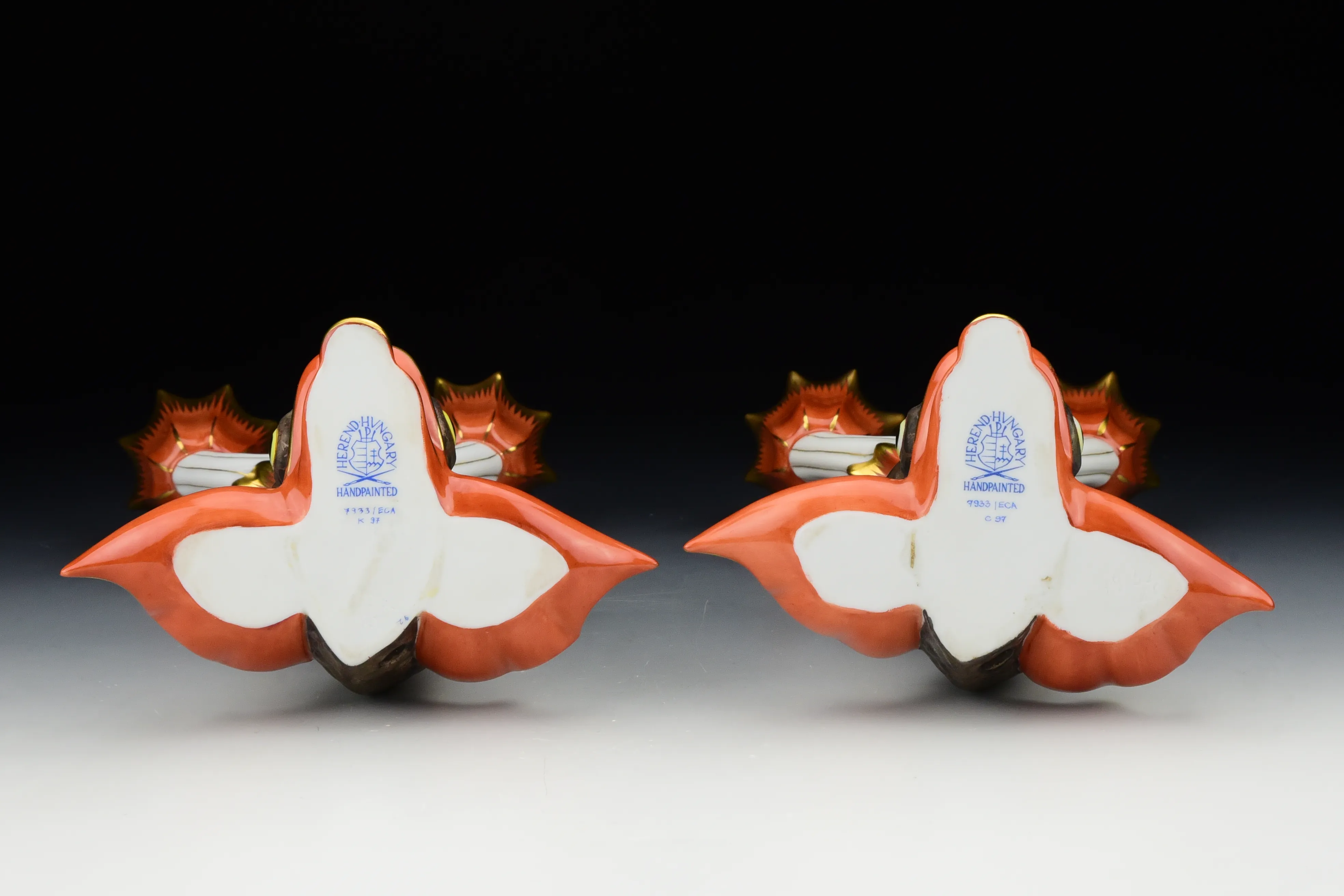 Pair of Late 20th Century Herend Porcelain Rust Koi Fish Dolphin 2