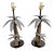 Late 20th Century Pair of British Colonial Style Tole and Rope Double Palm Tree Lamps For Sale