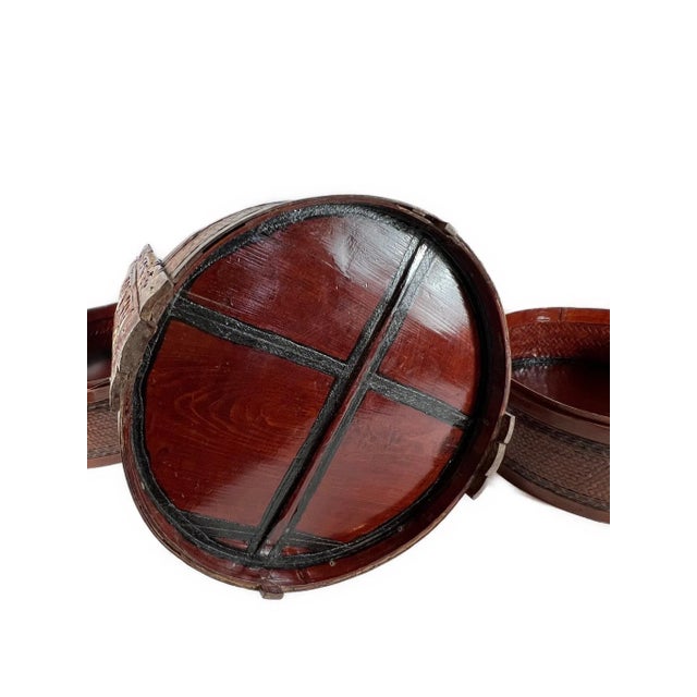 Brown Vintage Three Tiered Bamboo Wedding Basket For Sale - Image 8 of 11