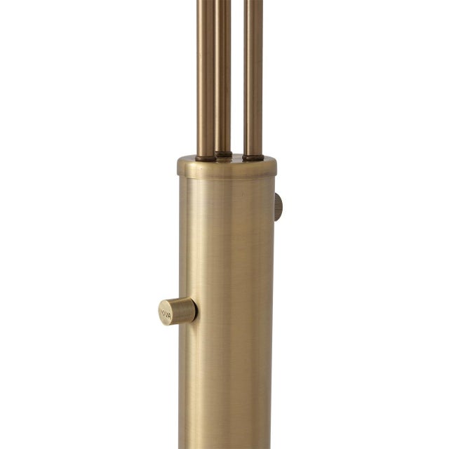 2020s Original 1962 Triplet 3 Light Arc Floor Lamp - Weathered Brass, White Marble Base, Dimmer Switch For Sale - Image 5 of 13