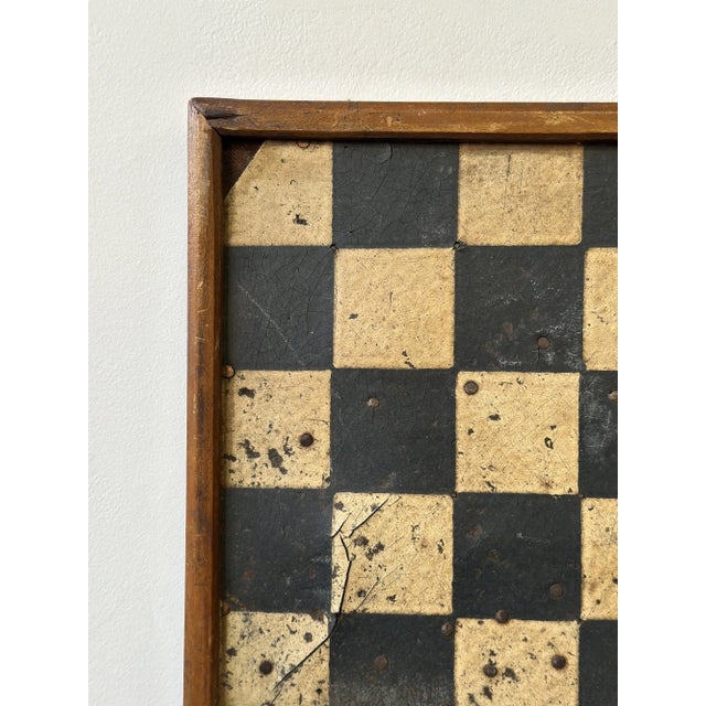 Antique Black-and-White Monochrome Game Board on Linoleum Tile, Circa 1910s-20s For Sale - Image 9 of 18