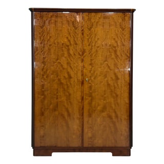 Vintage Art Deco Linen Wardrobe For Sale