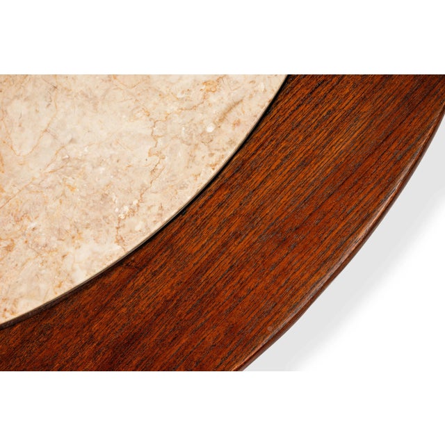 Wood Mid-Century Modern Coffee Table in Walnut W/ Travertine Top Attributed to t.h. Robsjohn Gibbings, Usa, C. 1950's For Sale - Image 7 of 12