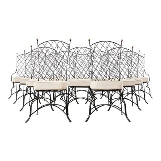 Set of Fourteen Maison Jean Croisillon Iron Garden Dining Chairs For Sale