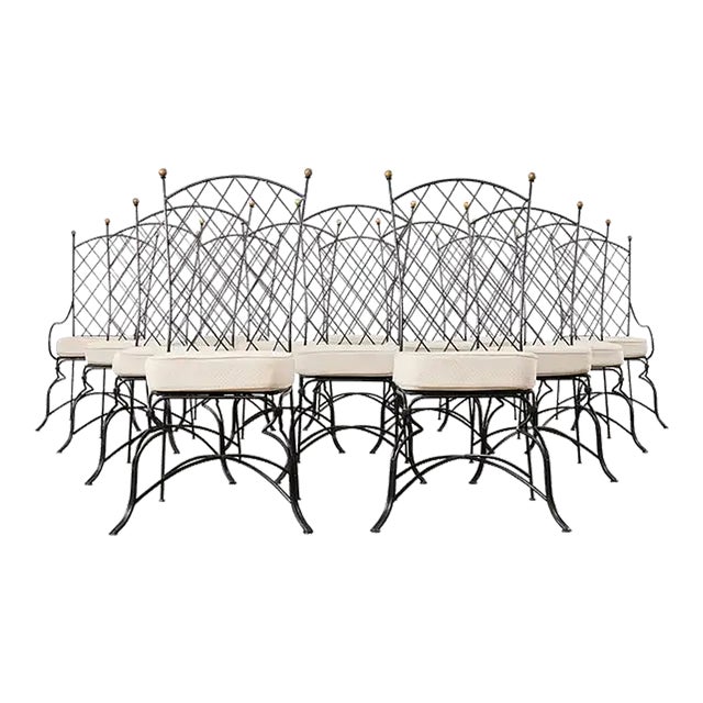 Set of Fourteen Maison Jean Croisillon Iron Garden Dining Chairs For Sale