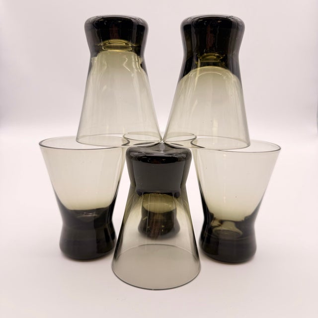 1950s 1950s Smokey Mid Century Finland Martini Glasses - Set of 6 For Sale - Image 5 of 8