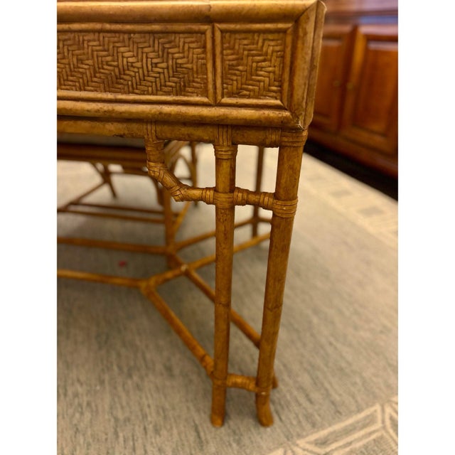 Rattan Midcentury British Colonial Campaign Style Desk & Chair Set For Sale - Image 10 of 10