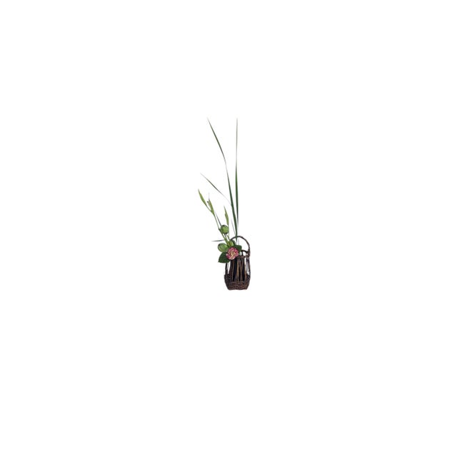 1920s Japanese Bamboo Basket Ikebana Tea Ceremony Flower Antique Vase Vintage Signed For Sale - Image 15 of 18