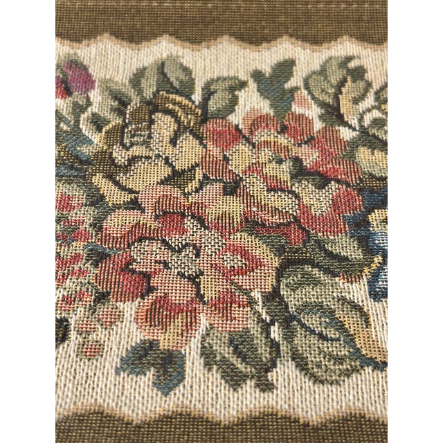 Vintage French Beechwood and Tapestry Folding Luggage Rack For Sale - Image 4 of 12