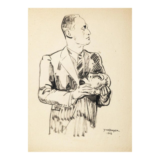 La Masque - Original Pen Drawing by Yves Brayer - 1943 1943 For Sale