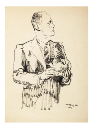 La Masque - Original Pen Drawing by Yves Brayer - 1943 1943