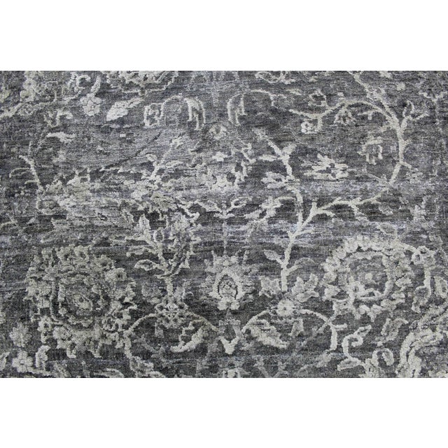 Transitional Bryant Gray/Charcoal Hand knotted Wool/Viscose/Cotton Area Rug - 9'x12' For Sale - Image 3 of 7