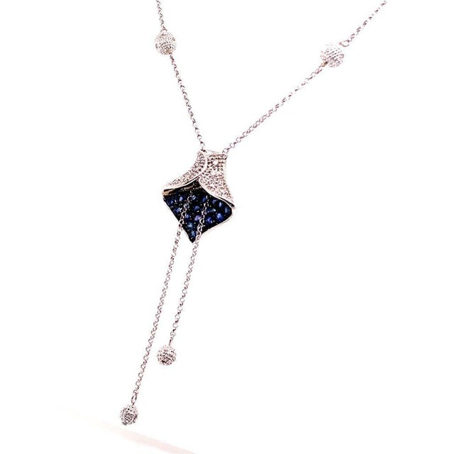 Diamond Sapphire Necklace 1.30 TCW Women Certified For Sale In New York - Image 6 of 9