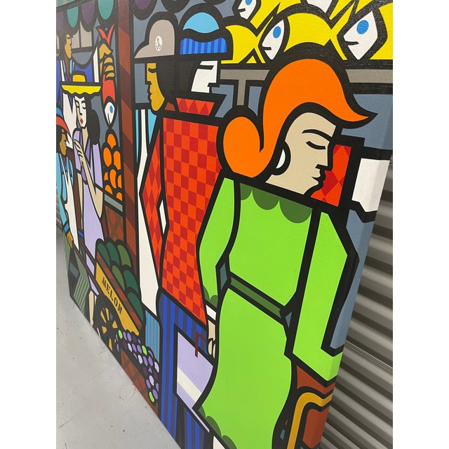 Very large original acrylic on Canvas painting by Brazilian artist, Jozza. Painting has been hanging in an apartment for...