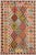 Shabby Chic Kilim Red Hand-Woven Wool Rug -5′9″ × 7′6″ For Sale