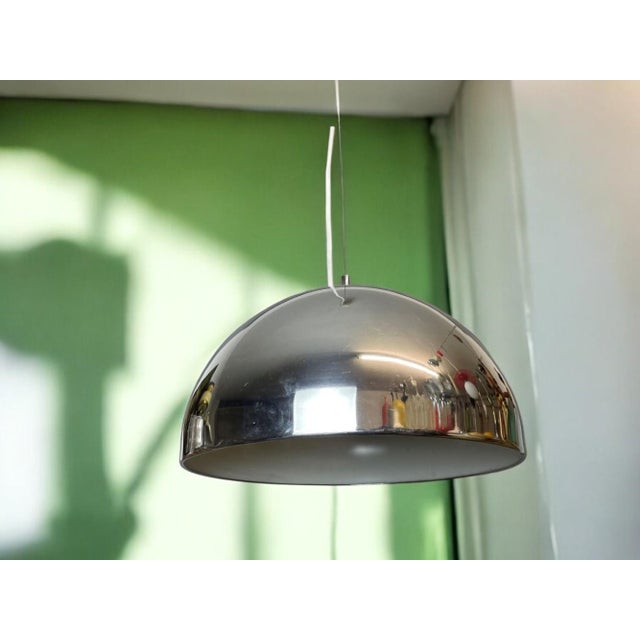 Reggiani Mid-Century Modern Italian Silver Chromed Hanging Lamp by Reggiani, 1970s For Sale - Image 4 of 10