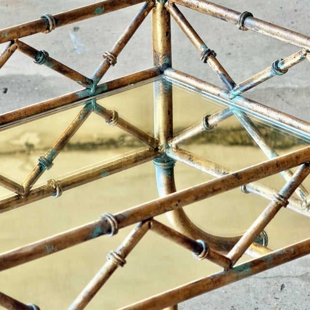 1980s Bespoke Gilt Faux Bamboo Bar Cart Style of Maison Bagues - Newly Painted For Sale In Mobile - Image 6 of 17