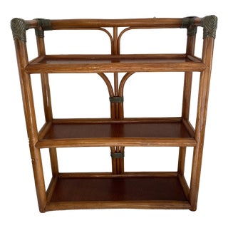 Bamboo and Rattan Shelf, 1970s For Sale