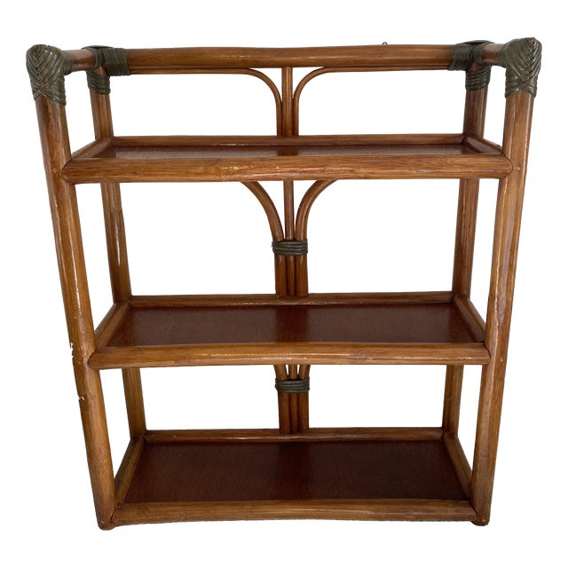 Bamboo and Rattan Shelf, 1970s For Sale