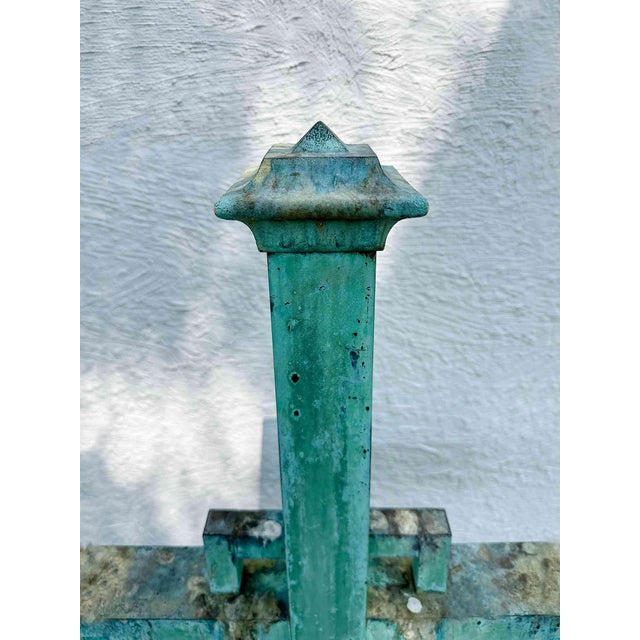 Antique heavy bronze cross with aged patina. Base is 10” square. Circa 1930.