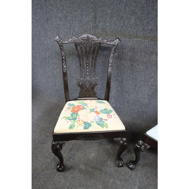 Early 20th Century Mahogany Carved Mythological Chippendale Chairs- a Pair For Sale In Philadelphia - Image 6 of 11