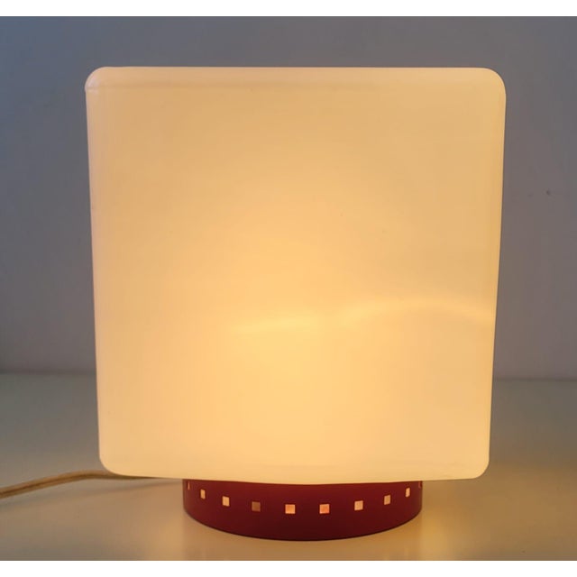 Italian Opal Glass and Metal Table Lamp, 1970s For Sale - Image 4 of 8