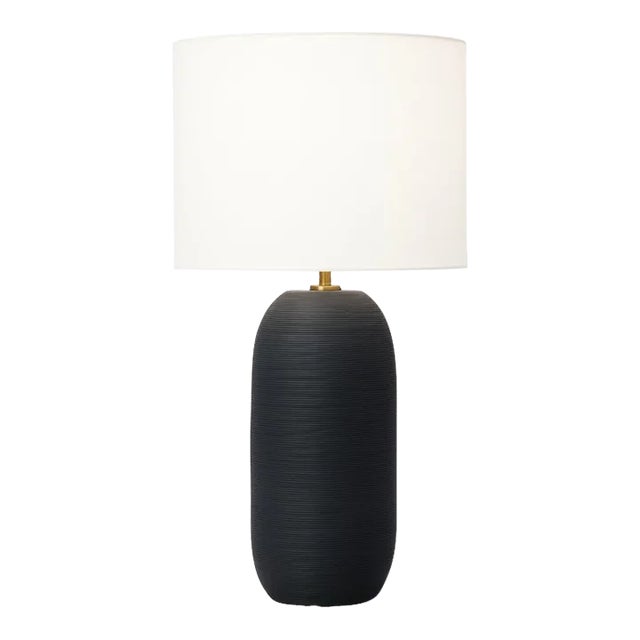 Hable by Visual Comfort Studio Fanny Slim Table Lamp in Rough Black Ceramic For Sale
