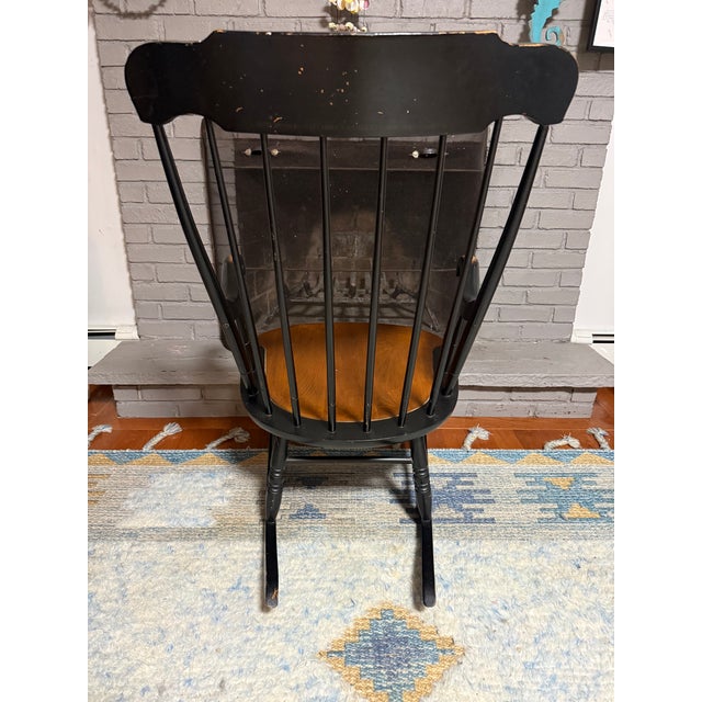 Black Authentic 19th Century L. Hitchcock Windsor Rocking Chair — Hitchcocksville, Conn. For Sale - Image 8 of 9