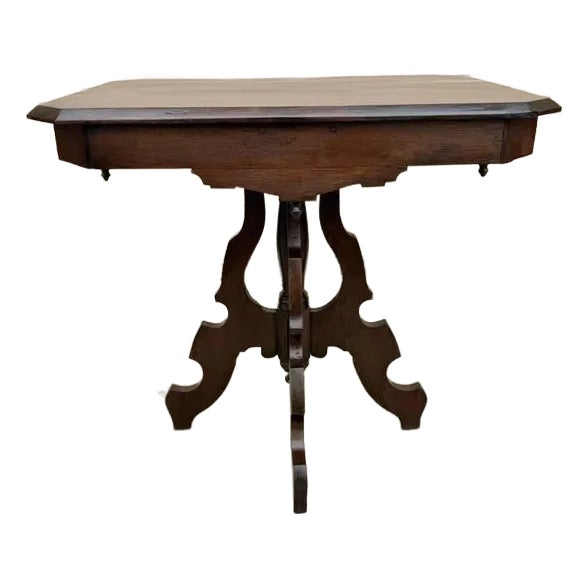 Antique Victorian Eastlake Style Carved Walnut Parlor / Side Table For Sale