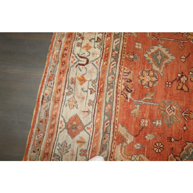 Pumpkin Orange Antique Square Large Oushak Rug - 12'5" x 14' For Sale - Image 12 of 14