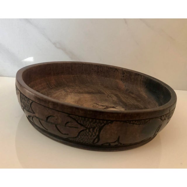Handcarved African Hardwood Rhino Bowl / Catchall For Sale - Image 14 of 17
