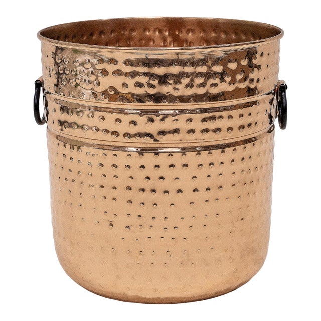 Hammered Copper Vessel, Firewood Holder or Cachepot For Sale