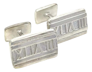 1990s Pair of Tiffany & Co Estate "Atlas" Cufflinks Sterling Silver 9.43 Grams