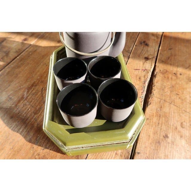 Ceramic Vintage 1970s Vietnamese Ceramic Tea Set With Lacquered Tray, Hanoi – Minimalist For Sale - Image 7 of 13