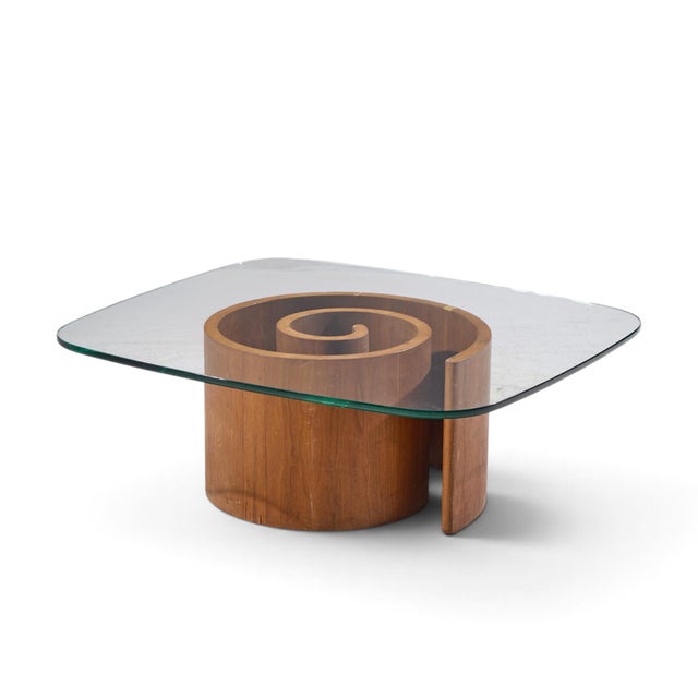 Vladimir Kagan Mid Century Walnut Snail Coffee Table For Sale - Image 9 of 9