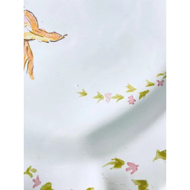 19th Century Faience Dish attributed to Moustier with Birds & Flowers, France For Sale - Image 5 of 10