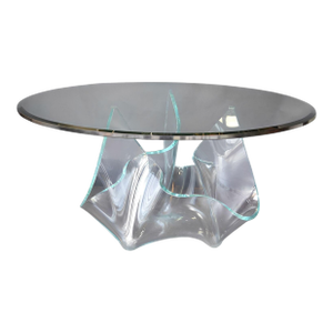 Handmade Italian Handkerchief Glass Base Center Table, 1970's.