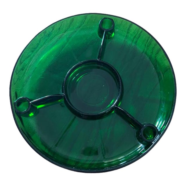 Vintage Paden Glass Co. Large Emerald Green Divided Dish With 3 Taper Holders Mid-Century Christmas Holiday For Sale